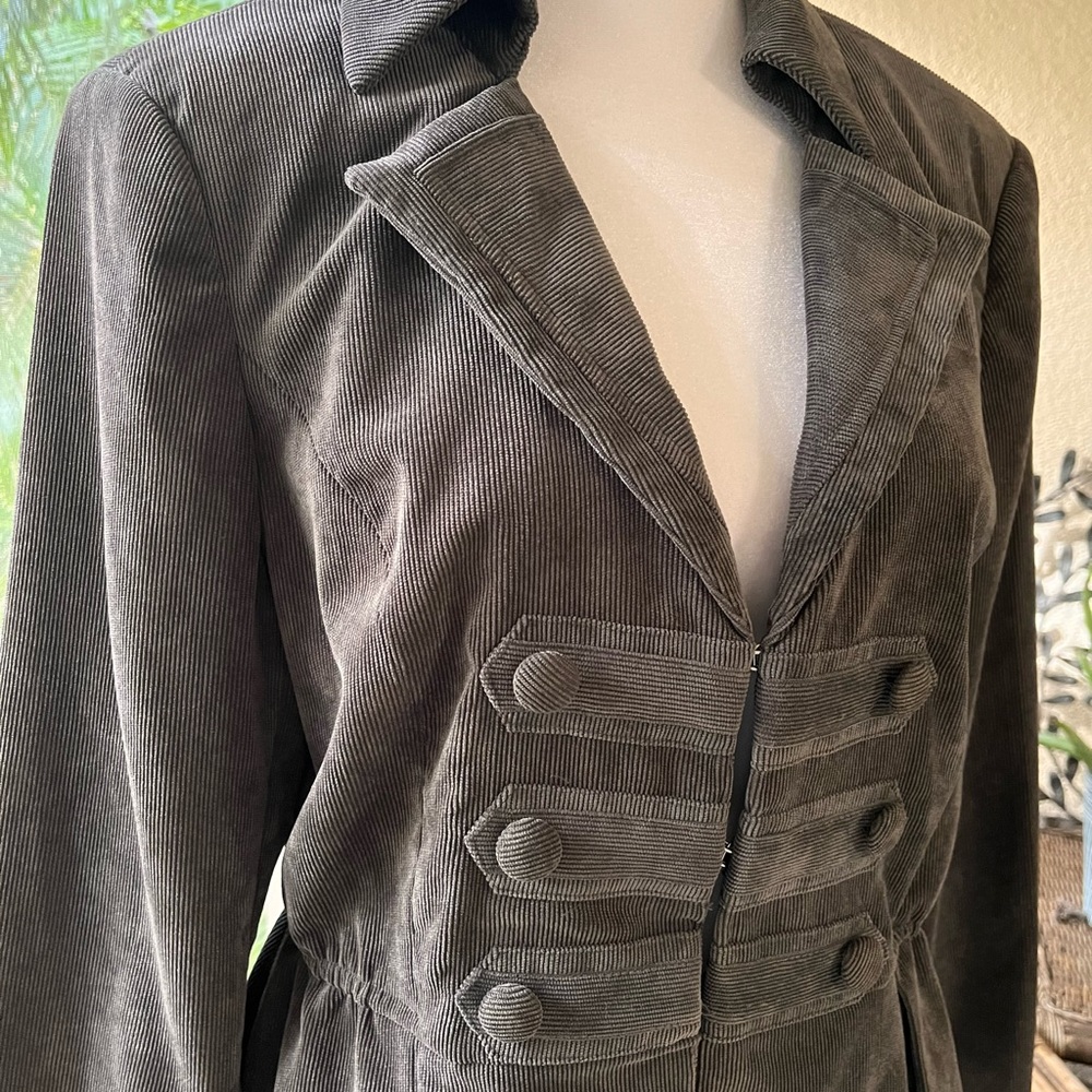 Chelsea & Theodore Gray Corduroy Military Corset Blazer Jacket Size 10 - Picture 4 of 9